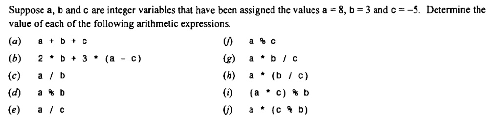 SOLVED: Suppose A, B, And C Are Integer Variables That Have Been ...