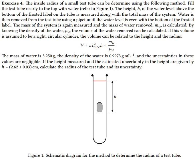 Exercise 4 The inside radius of small test tube can b… - SolvedLib