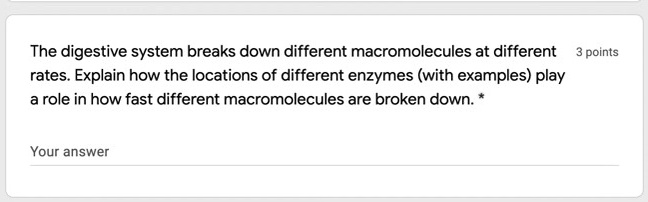 The digestive system breaks down different macromolecules at different ...