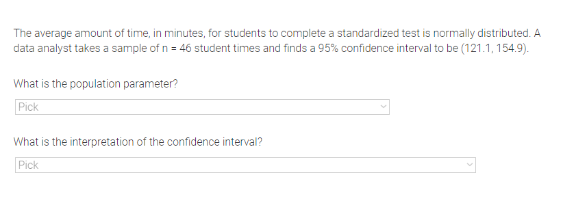 The average amount of time, in minutes, for students to complete a ...