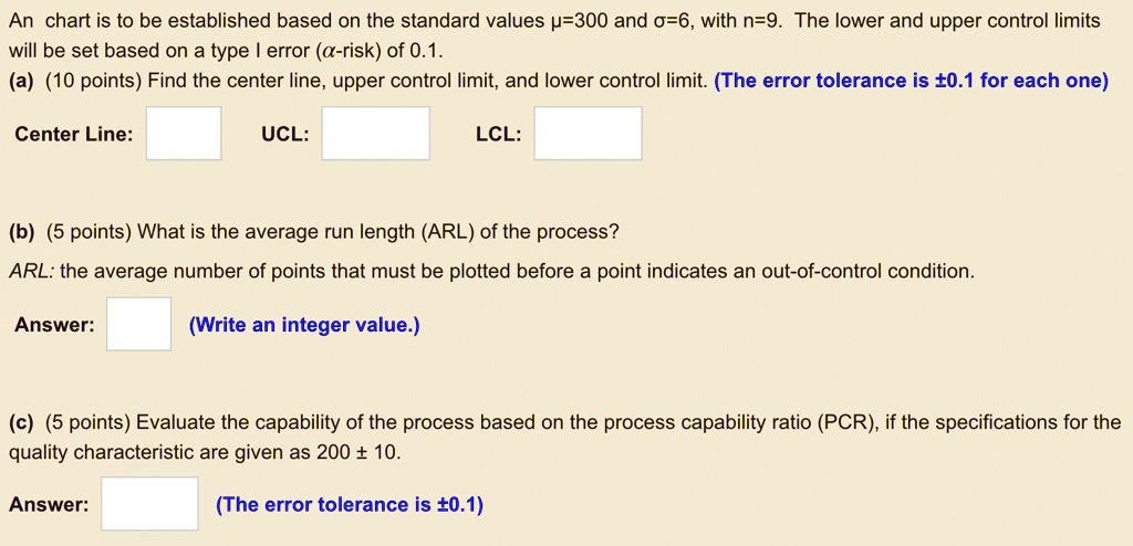 SOLVED: An chart is to be established based on the standard values p ...