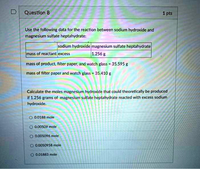 Use the following data for the reaction between sodium hydroxide and ...