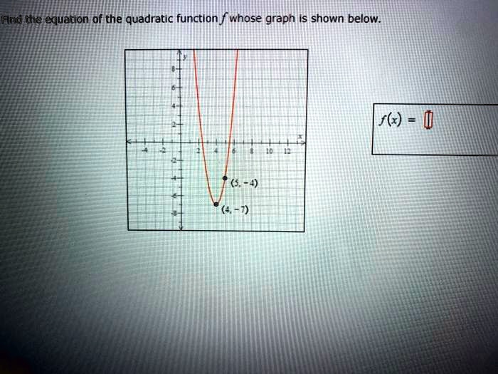 fnd ule equatlon 0f the quadratic function whose graph is shown below fk m 73216