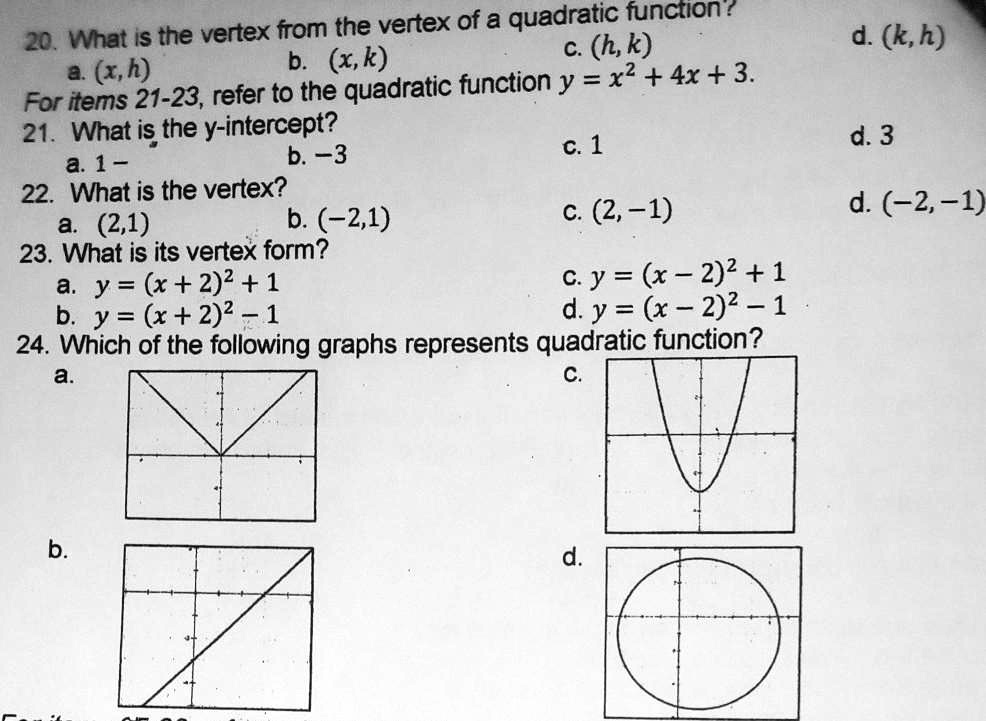 Solved Pahelp 24 Gagawen Kong Brainliest Sagot Vertex From The Vertex Of A Quadratic Function What Is The X K C H K A X H Ba X2 4x 3 For Iems