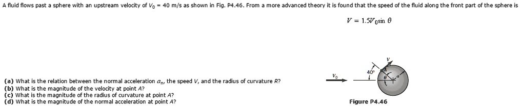 SOLVED: A fluid flows past a sphere with an upstream velocity of Vo ...