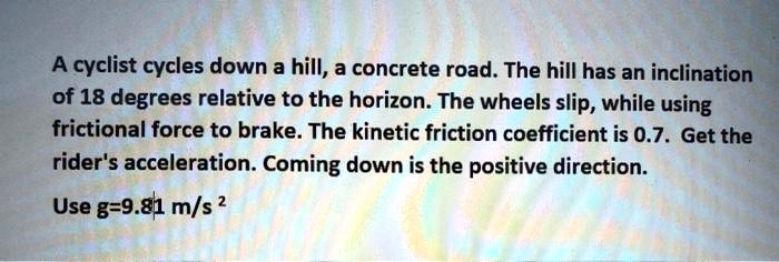A cyclist cycles down a hill, a concrete road. The hill has an ...