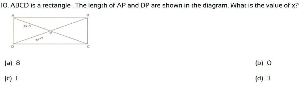 SOLVED: 'ABCD is a rectangle. The length of AP and DP are shown in the ...