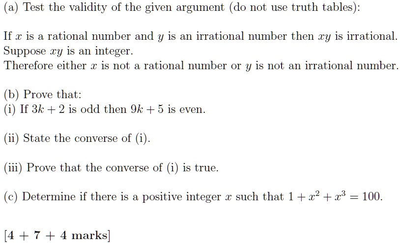 SOLVED: Test the validity of the given argument (do not use truth ...