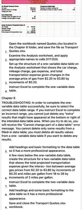 Solved Open The Workbook Named Quotes Xlsx Located In The Chapter