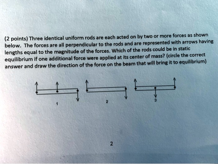 SOLVED(2 points) Three identical uniform rods are each acted on by two