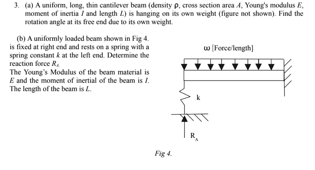 SOLVED: 3. (a) A uniform, long, thin cantilever beam (density p, cross ...
