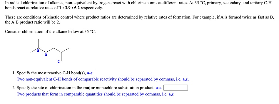 In Radical Chlorination Of Alkanes, Non-equivalent Hydrogens React With ...