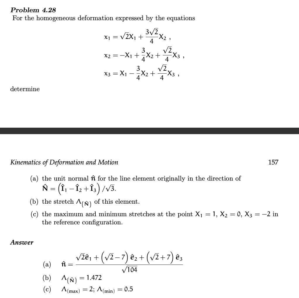 SOLVED: Problem 4.28 For The Homogeneous Deformation Expressed By The ...