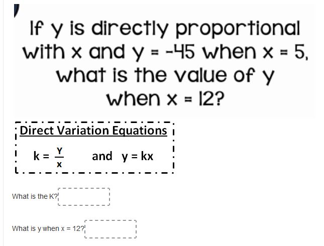If y is directly proportional with x and y = -45 when x