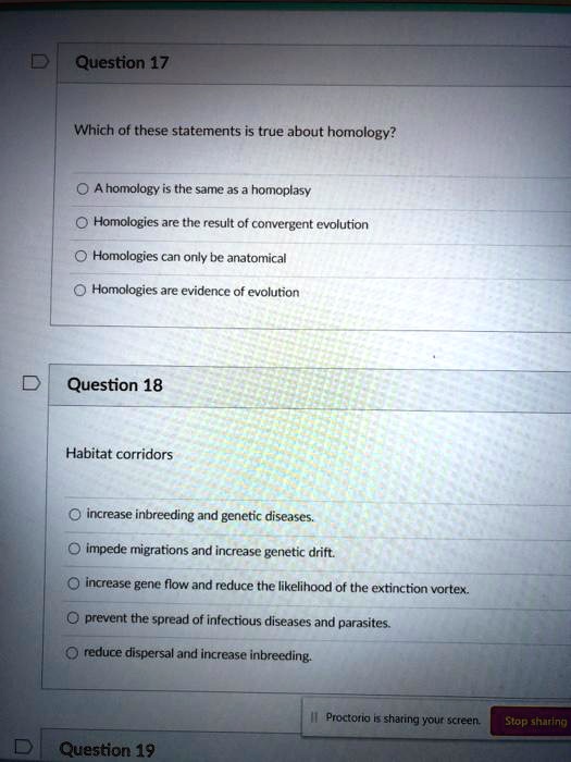 Question 17 Which of these statements is true about homology? A ...