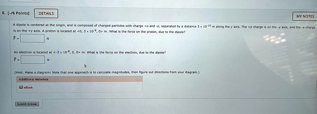 SOLVED: A dipole is centered at the origin and is composed of charged ...