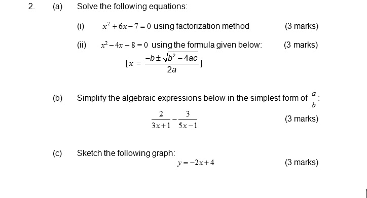 Solved Solve The Following Equations X 6x 7 0 Using Factorization