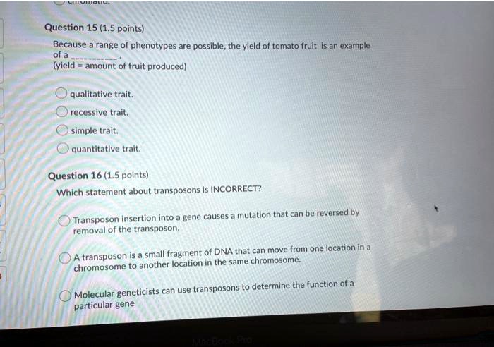 question 15 15 points because range of phenotypes are possible the ...