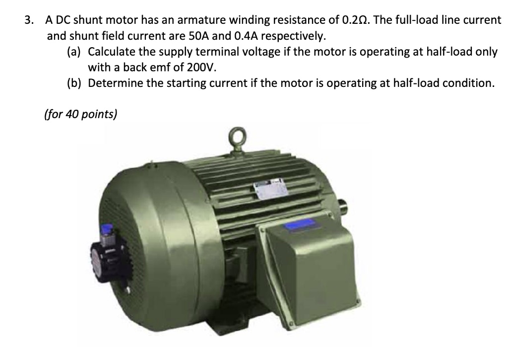SOLVED A DC shunt motor has an armature winding resistance of 0.2Î