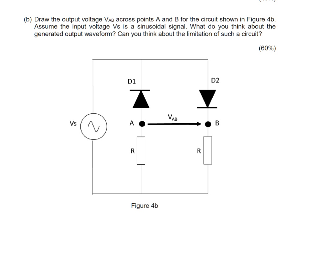 SOLVED Draw the output voltage VAB across points A and B for the circuit shown in Figure 4b
