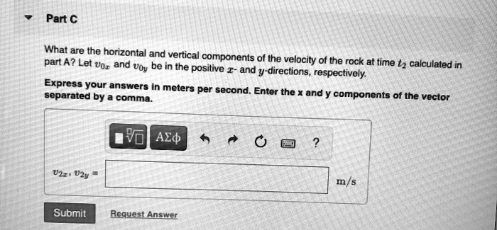 part what are the horizontal and vertical components part a let v0r and ...