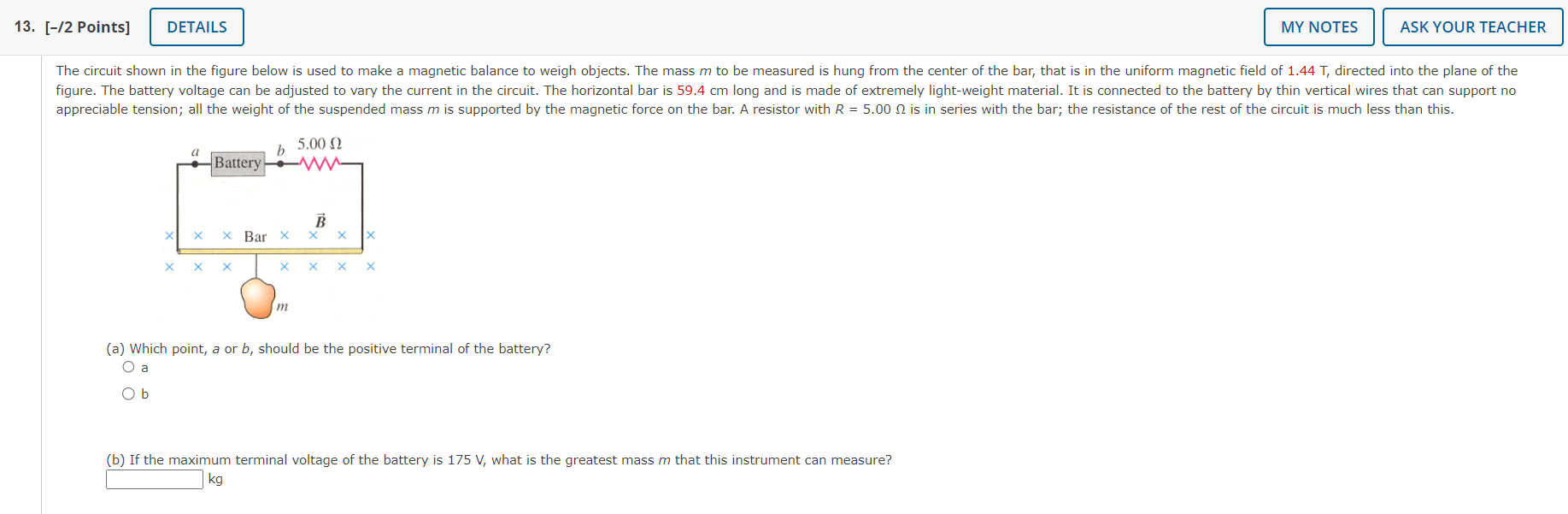 SOLVED 13. [/2 Points] DETAILS ASK YOUR TEACHER (a) Which point, a or