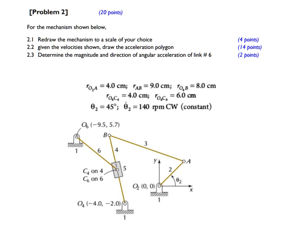 SOLVED: [Problem 2] (20 points) For the mechanism shown below, 2.1 ...