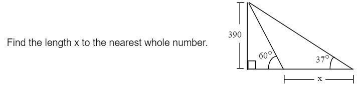 Find the length x to the nearest whole number.