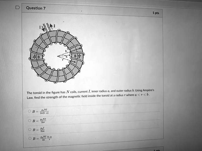 Solved Inner Radius And Outer Radius Using Amperes Law The Toroid In The Figure Has N Coils 3480