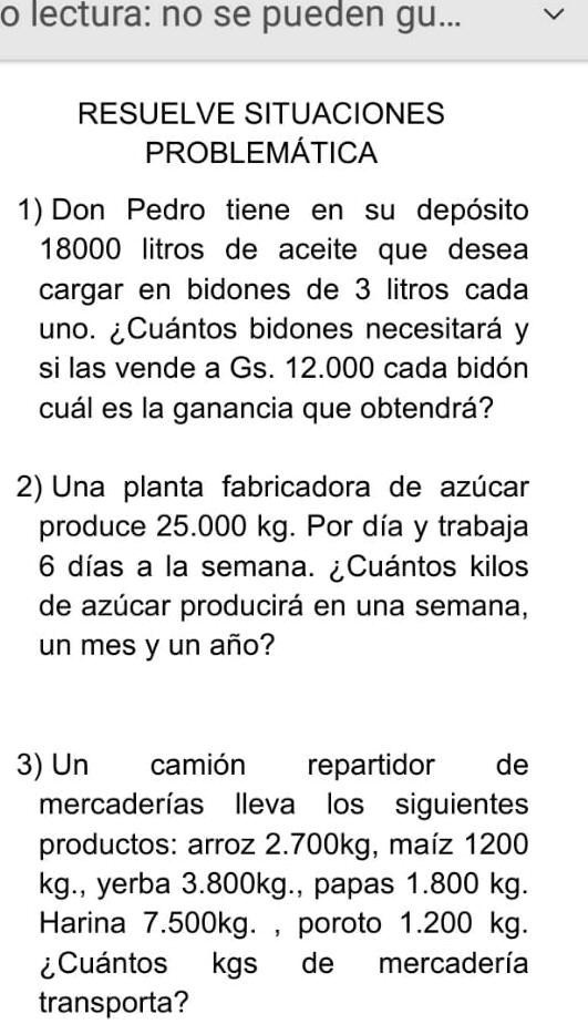 SOLVED: hola ayuda plisss por fa secesito es para hoy y nadie me quiere  ayuda por gracias le doy puntos pero no respondan si no saben 0 lectura: no  se pueden gu