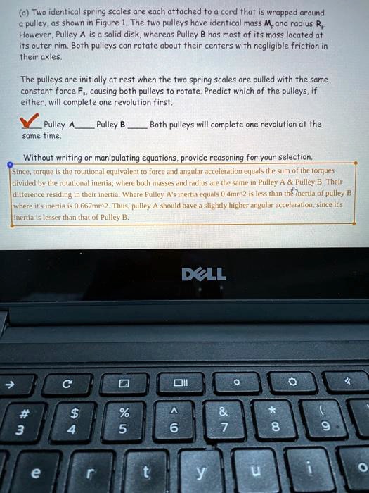 Two identical spring scales are each attached to a cord that is wrapped