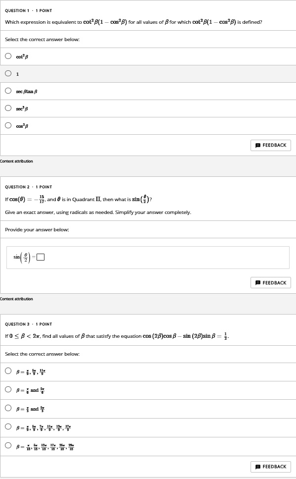 SOLVED OuESG JOINT Which expression is equivalent to cot^2(8) 1 for