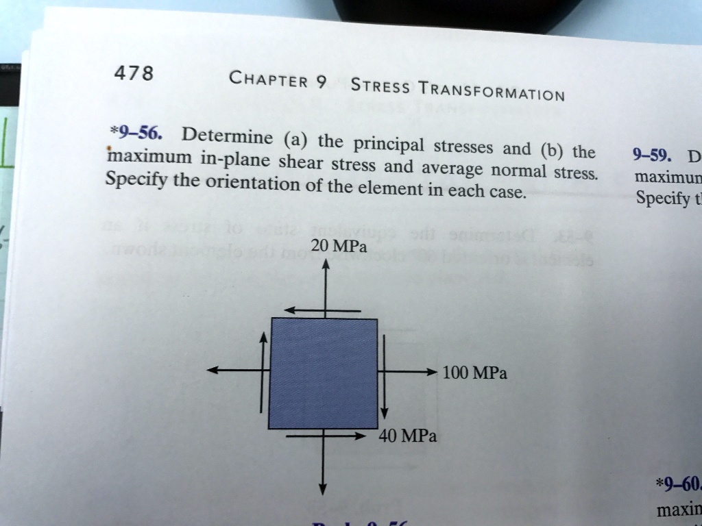 SOLVED: CHAPTER 9 STRESS TRANSFORMATION *9-56. Determine (a) The ...