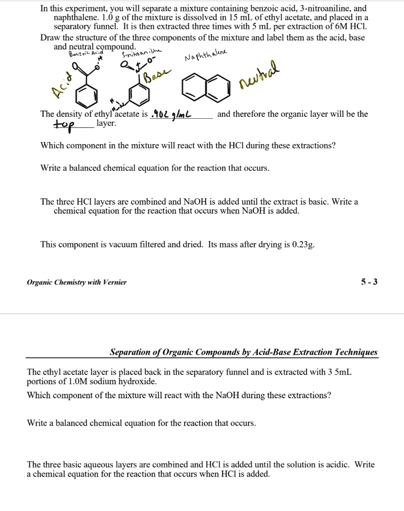 extraction of benzoic acid and naphthalene lab report