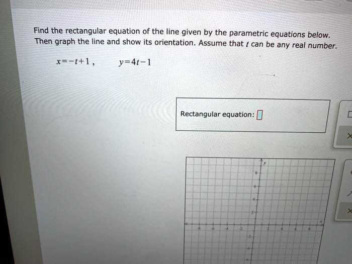SOLVED: Find the rectangular equation of the line given by the ...