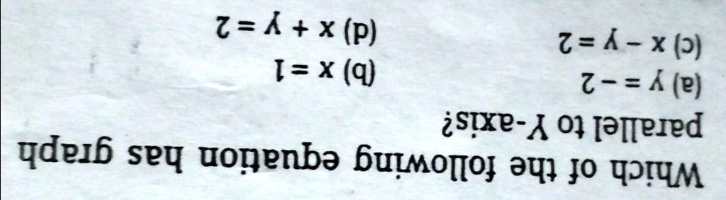 Which of the following equation has graph parallel to Y-axis?
(a) z = λ
(c) z = λ - x
(b) I = x
(d) z = λ + x