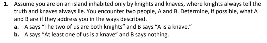 SOLVED: Assume You Are On An Island Inhabited Only By Knights And ...