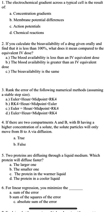 SOLVED: The electrochemical gradient in a typical cell is the result of ...
