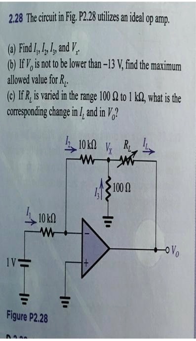 SOLVED: 2.8 The Circuit In Fig.P2.8 Utilizes An Ideal Op Amp. A) Find ...