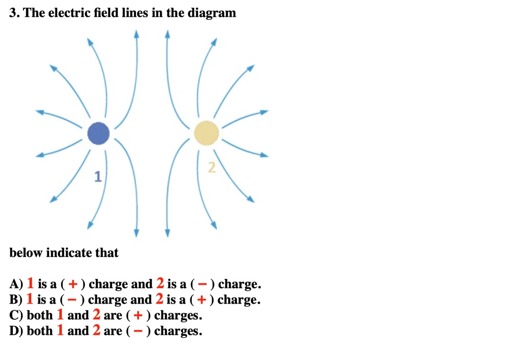 SOLVED: 3. The electric field lines in the diagram below indicate that ...