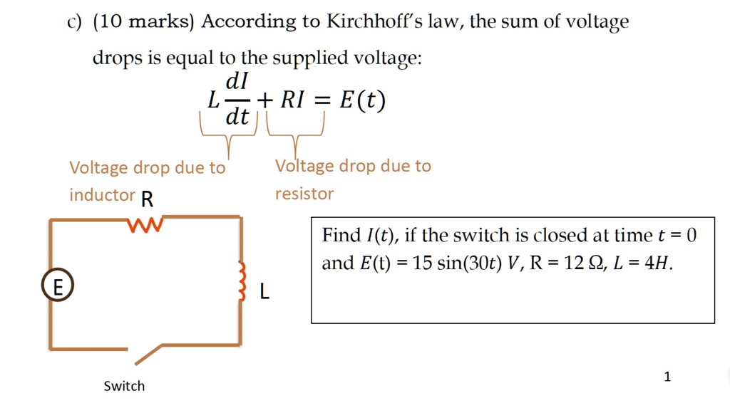 Solved: C) (10 Marks) According To Kirchhoff's Law, The Sum Of Voltage 