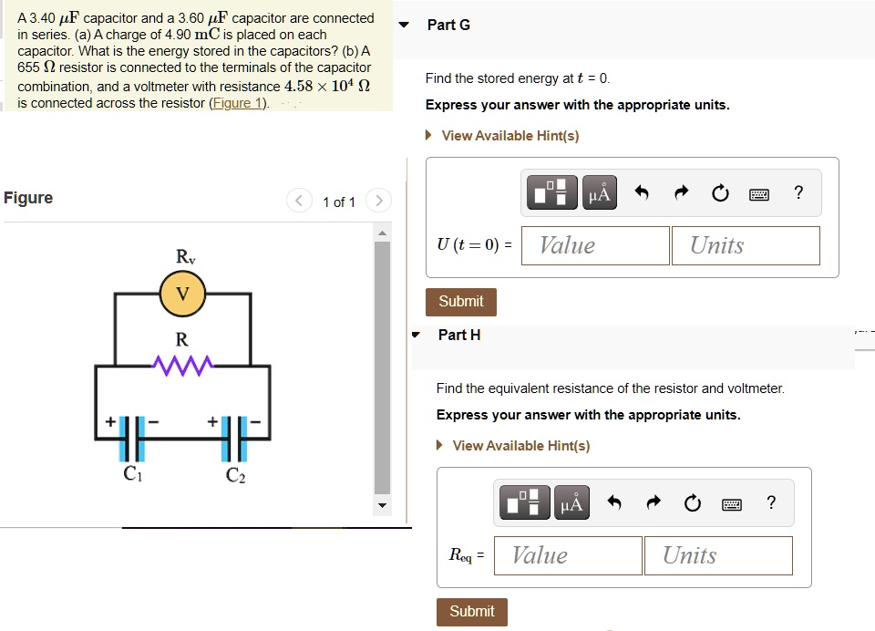 SOLVED: A 3.40 PF Capacitor And A 3.60 Î¼F Capacitor Are Connected In ...