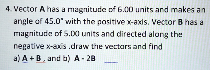 4 vector a has a magnitude of 600 units and makes an angle of 450 with ...