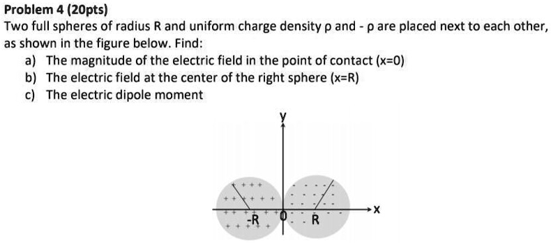 SOLVED: Problem 4 (2 Points) Two full spheres of radius R and uniform ...