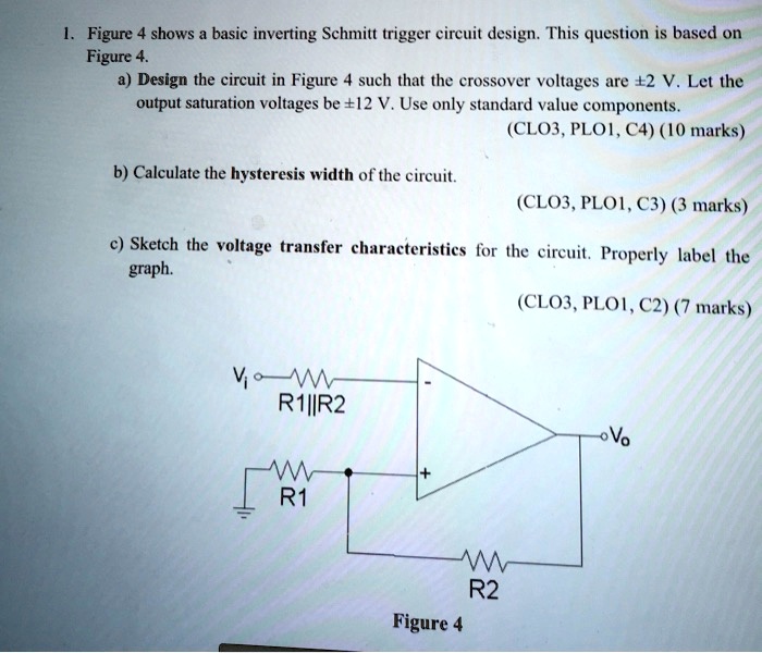 SOLVED: Figure 4 shows a basic inverting Schmitt trigger circuit design ...