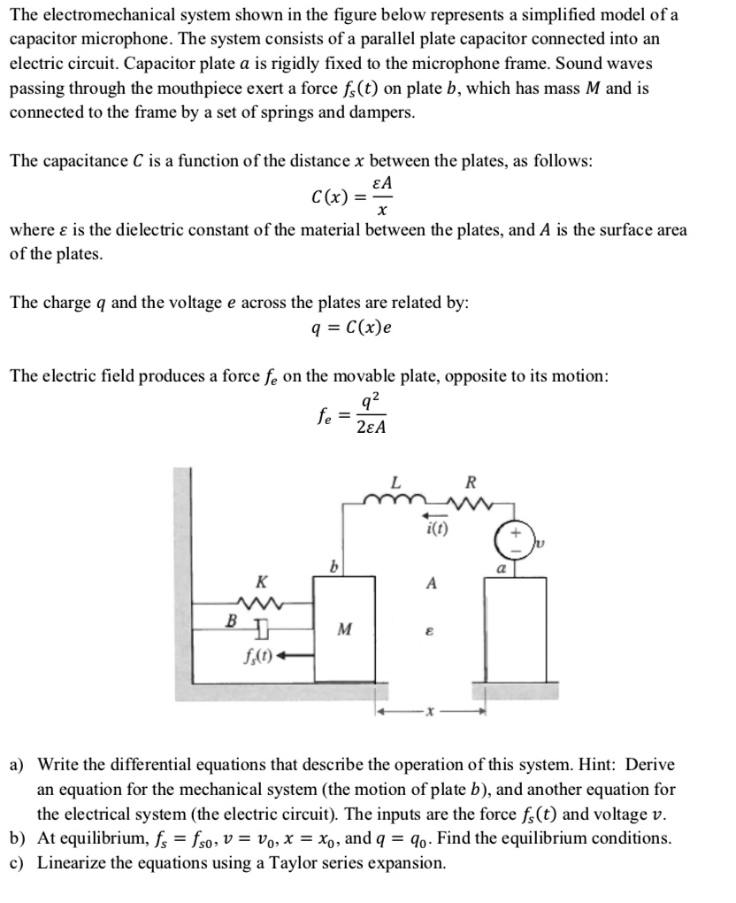SOLVED The electromechanical system shown in the figure below
