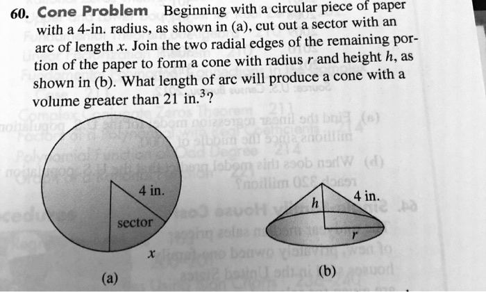 60 cone problem beginning with a circular piece of paper with a 4 in ...