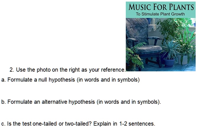 MUSIC FOR PLANTS To Stimulate Plant Growth 2. Use the photo...