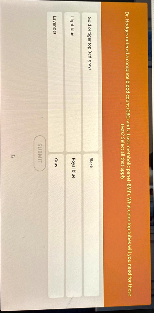 SOLVED Dr. Hodges ordered a complete blood count (CBC) and a basic