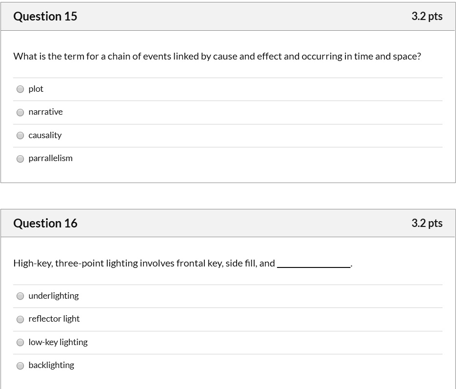 SOLVED Question 15 What is the term for a chain of events linked by cause and effect and